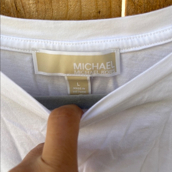 Michael Kors White Tie Front Short Sleeve Blouse - Picture 2 of 12